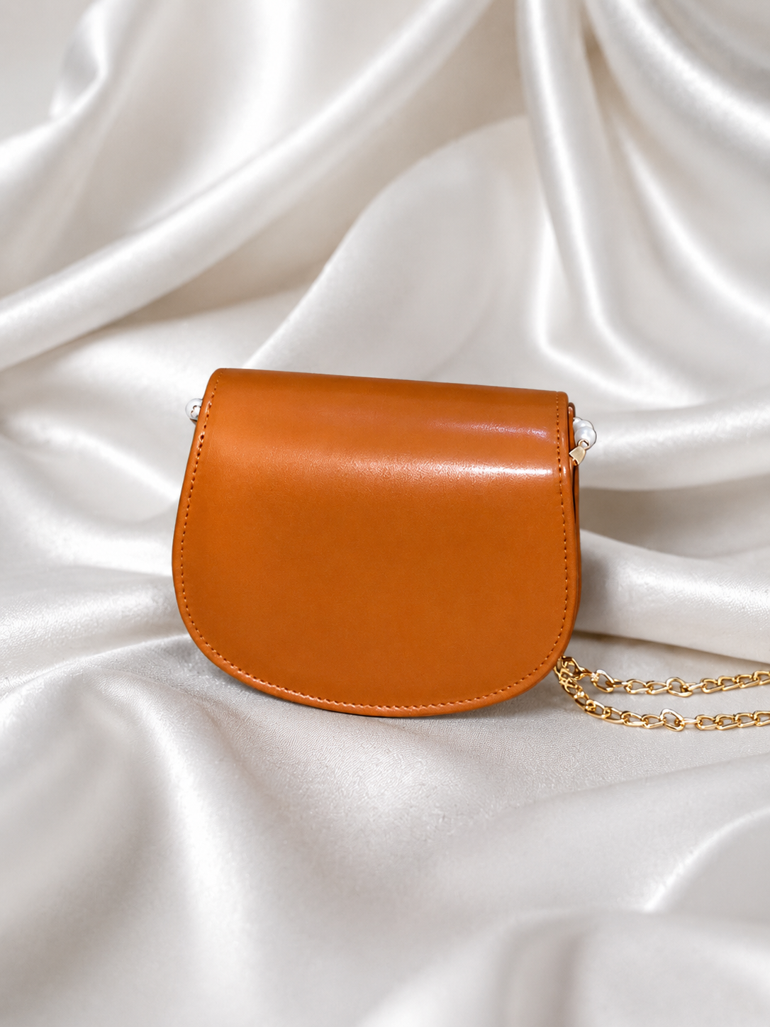Pearl Handle Mini Bag – Tan Brown