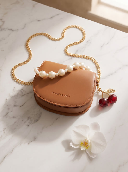 Pearl Handle Mini Bag – Tan Brown