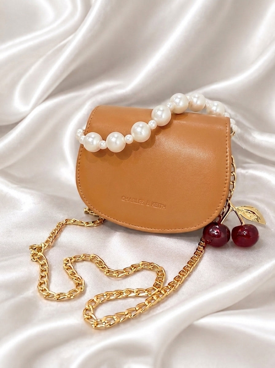Pearl Handle Mini Bag – Tan Brown