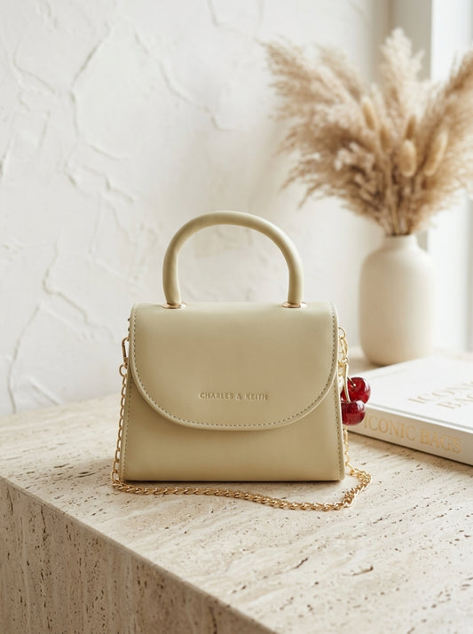 Elegant Mini Top Handle Bag – Cream