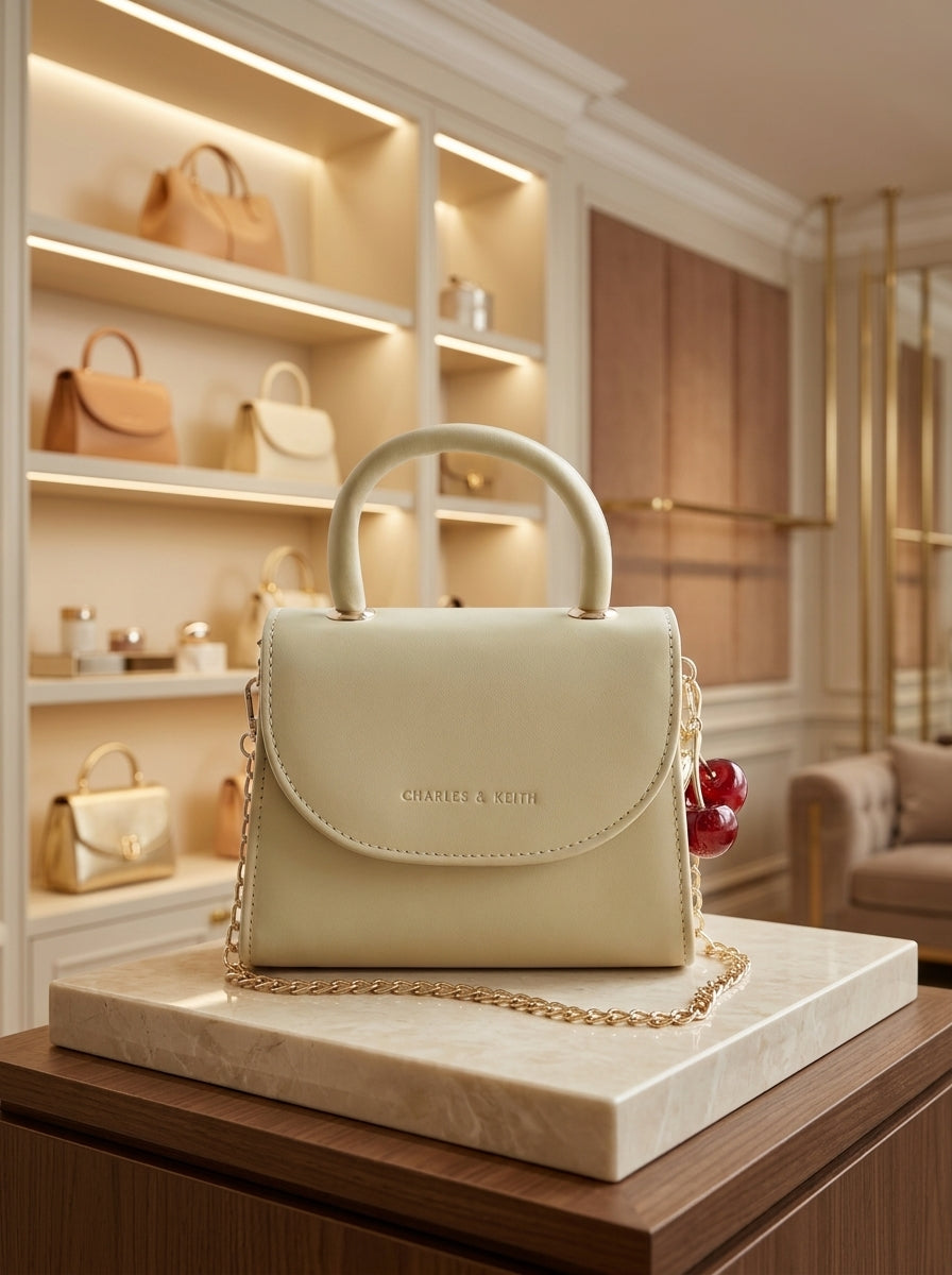 Elegant Mini Top Handle Bag – Cream