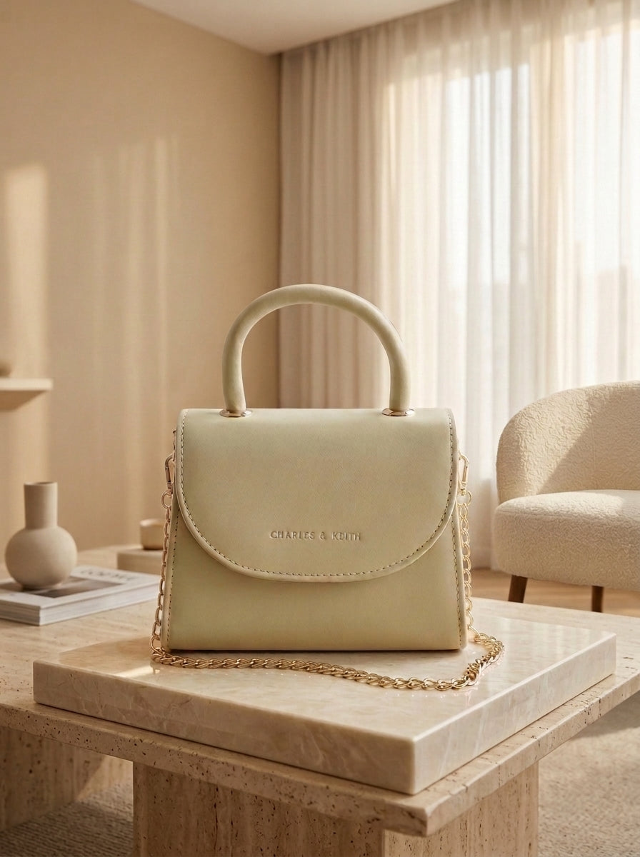 Elegant Mini Top Handle Bag – Cream