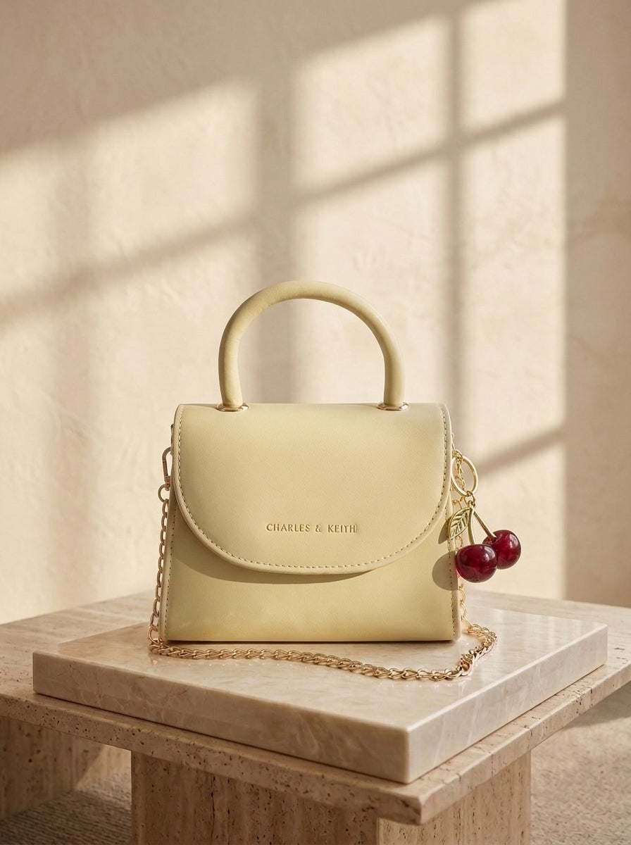 Elegant Mini Top Handle Bag – Cream