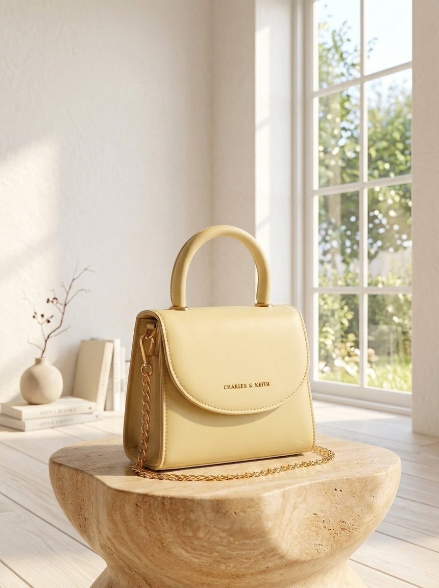 Elegant Mini Top Handle Bag – Cream