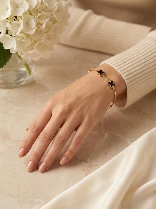 Black Butterfly Flat Chain Bracelet