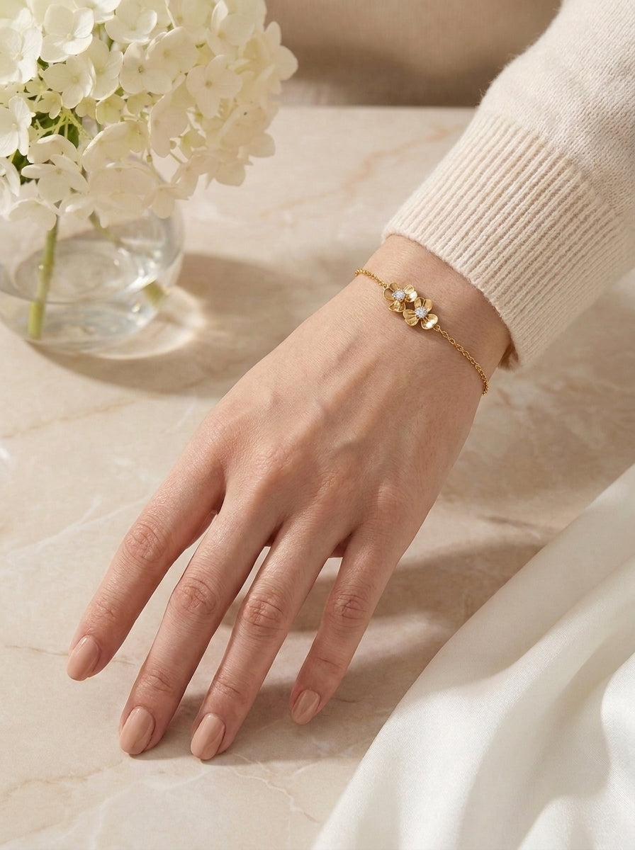 Twin Flower Crystal bracelet