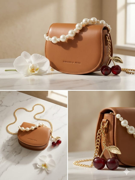Pearl Handle Mini Bag – Tan Brown