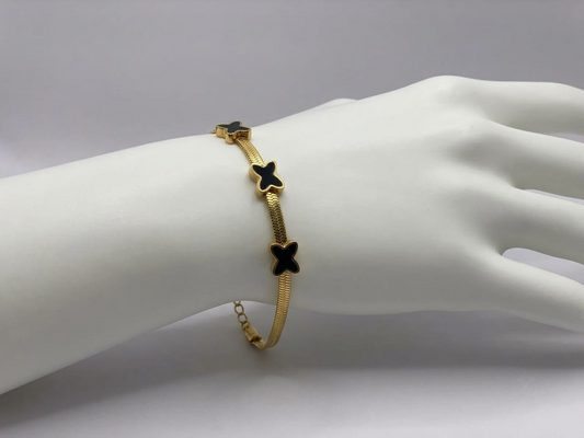 Black Butterfly Flat Chain Bracelet