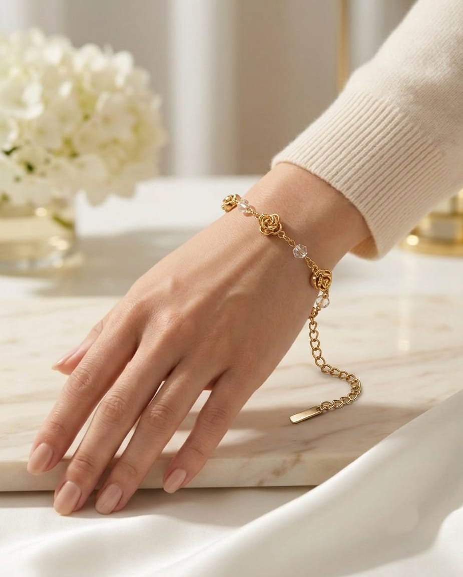 Elegant Rose Charm Bracelet